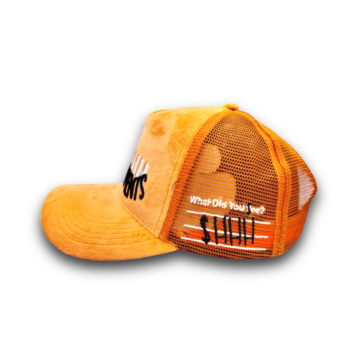 $HHH Velvet No Statements Trucker Hat - Orange