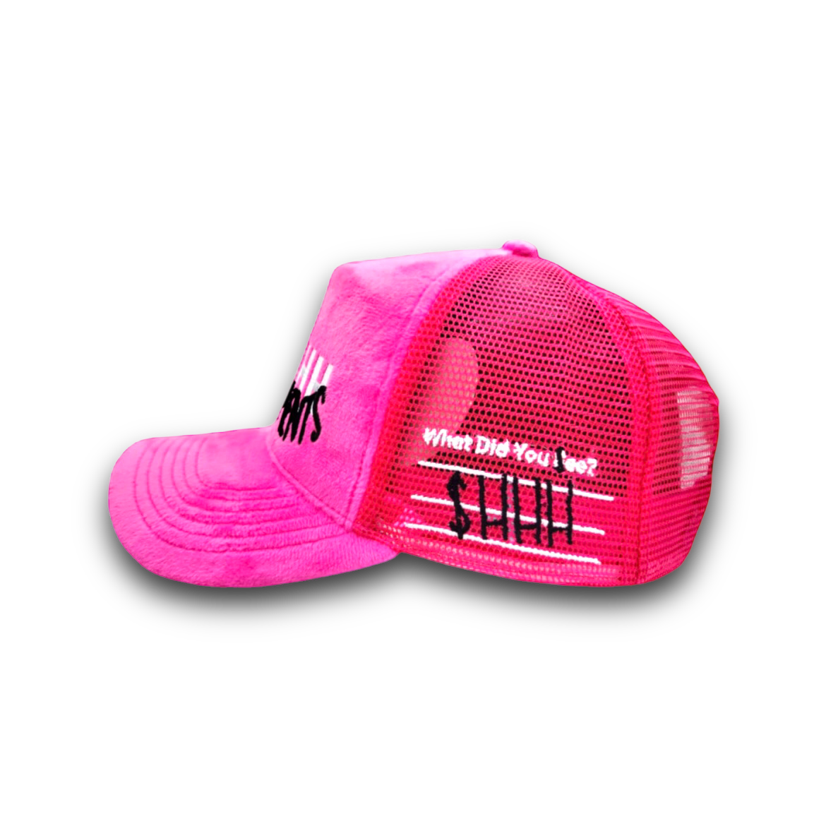 $HHH Velvet No Statements Trucker Hat - Pink