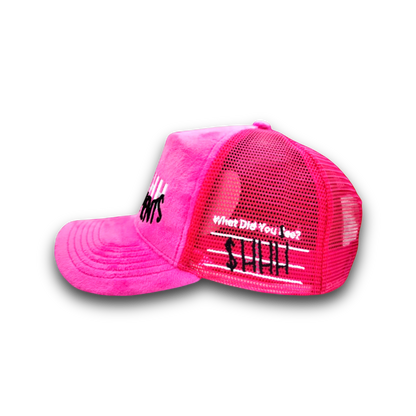 $HHH Velvet No Statements Trucker Hat - Pink