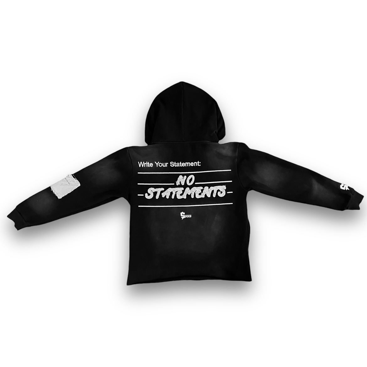 $HHH No Statements Acid Washed Pullover Hoodie - Black